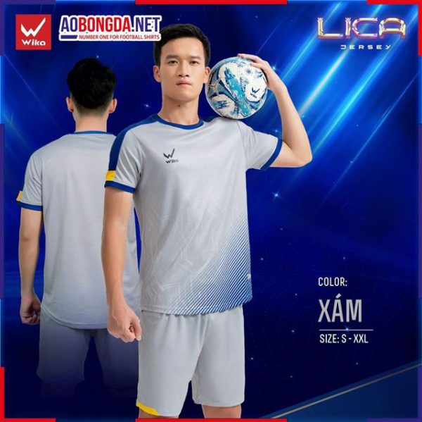 Áo Bóng Đá Không Logo Wika Lica Xám