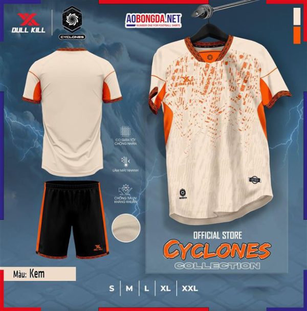 Áo Bóng Đá Không Logo Dullkill Cyclones Màu Kem